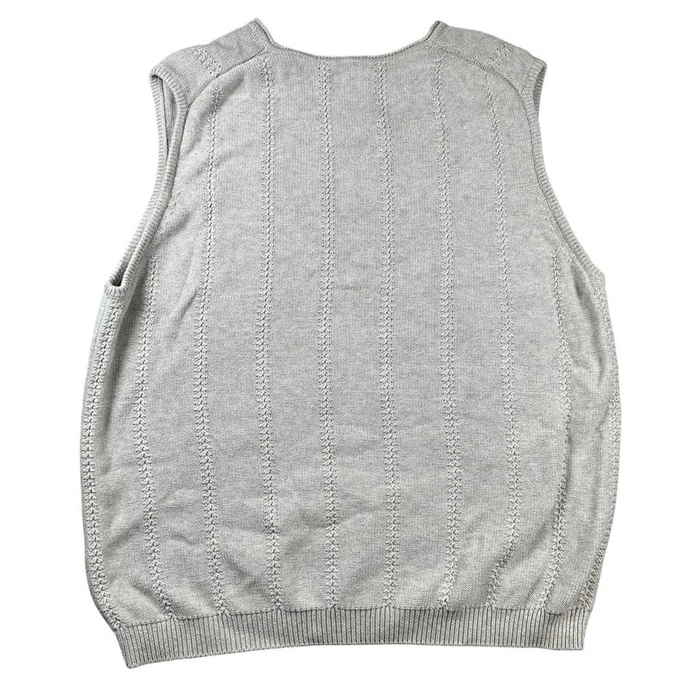 Tommy Bahama Mens V-Neck Cable Knit Sweater Vest Gray RN‎ 86549 Large